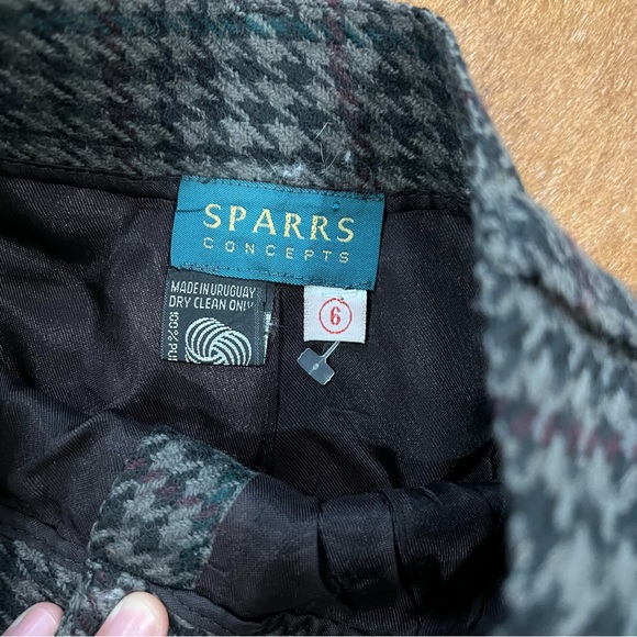 Vintage Sparrs Concepts WOOL GRAY/BLACK HOUNDSTOOTH PANTS Size 6 High Rise - Picture 2 of 7